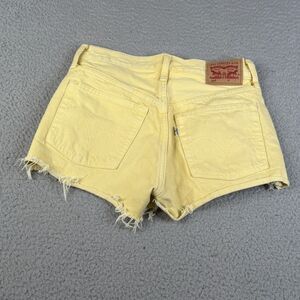 LEVI'S 501 Shorts Womens 25 Yellow High Rise Denim Booty Cut Off Frayed Hems